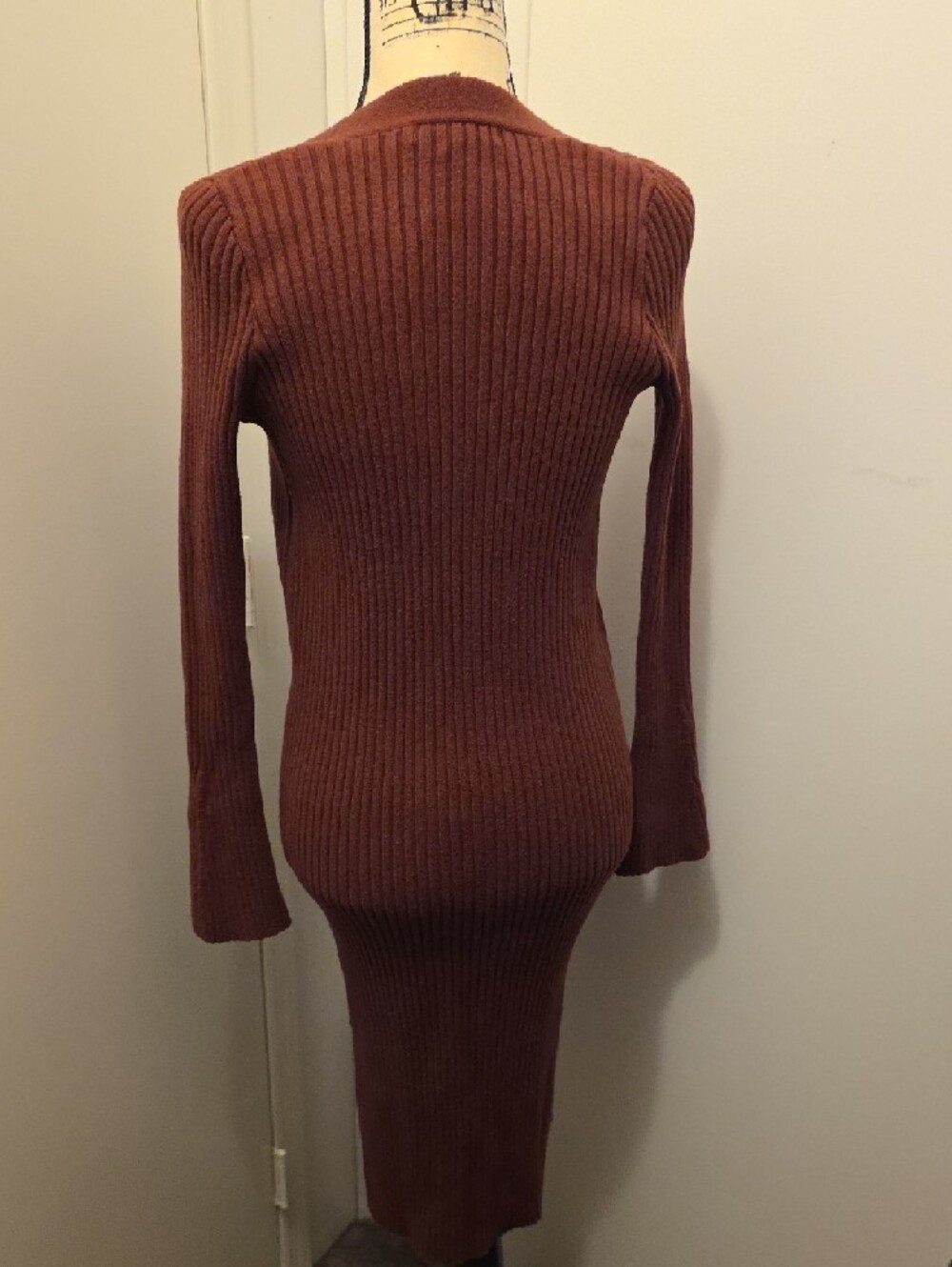 Forever 21 Long Ribbed Button-Front Cardigan - Brown - Picture 3 of 6